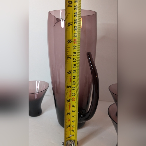 Vintage Amethyst Morgantown 1960's Pitcher & Cocktail Glass Set Of 7 - Picture 5 of 7